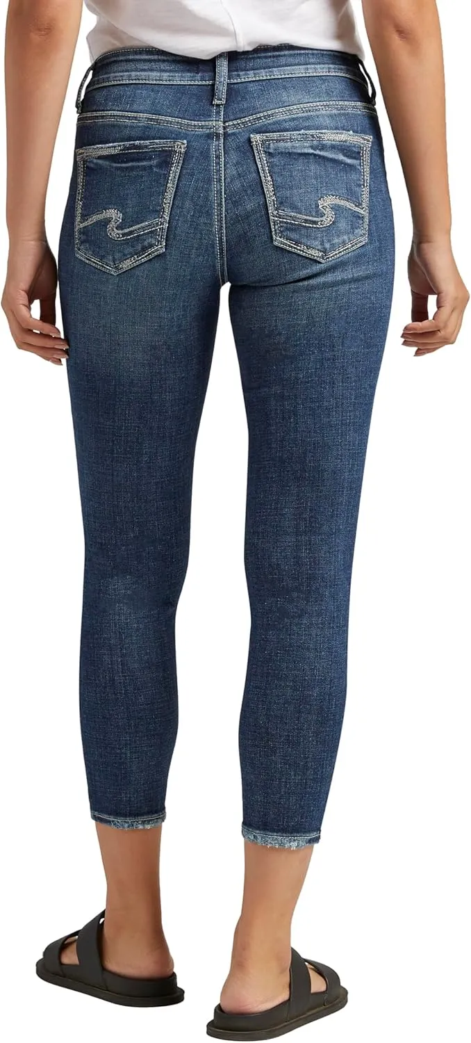 Silver Jeans Co. Women's Suki Mid Rise Curvy Fit Skinny Crop Jeans