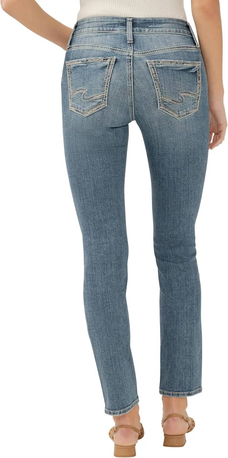 Silver Jeans Co. Women's Suki Mid Rise Curvy Fit Straight Leg Jeans
