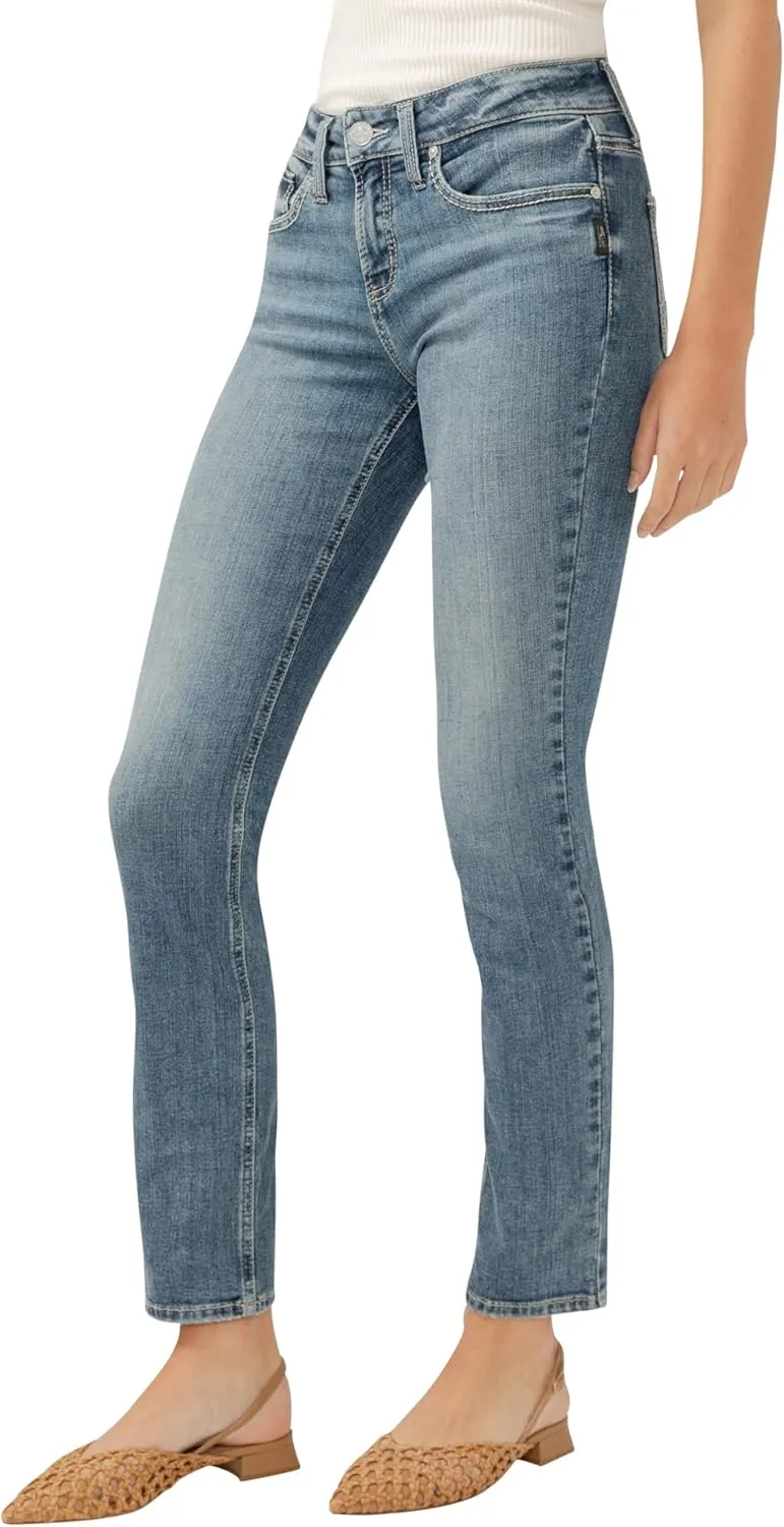 Silver Jeans Co. Women's Suki Mid Rise Curvy Fit Straight Leg Jeans
