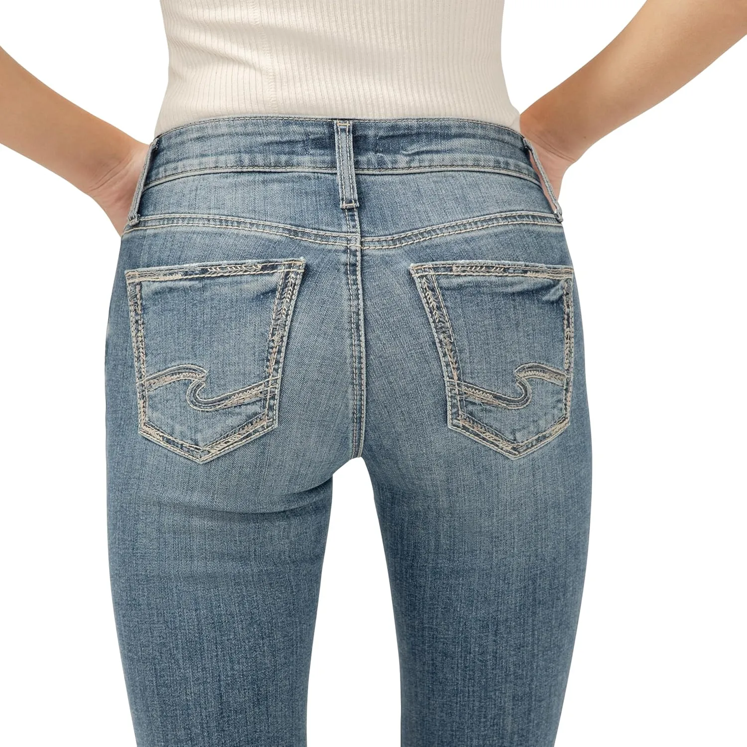 Silver Jeans Co. Women's Suki Mid Rise Curvy Fit Straight Leg Jeans