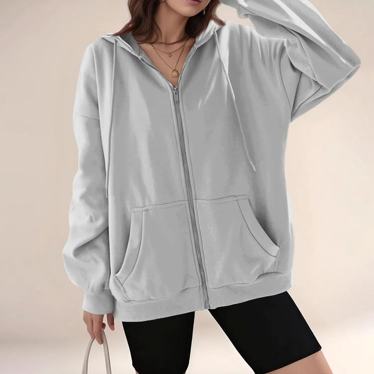 slqdgmryz Womens Zip Up Hoodies Oversized Fleece Jacket Winter Plain Y2k Hoodie Drawstring Hooded Sweatshirt with Pockets