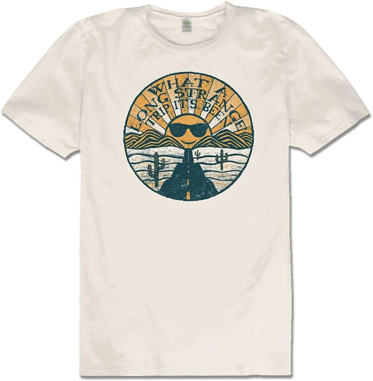 Soul Flower Unisex Long Strange Trip Organic Cotton Short Sleeve T-Shirt, White Crew Neck Tee for Men and Women