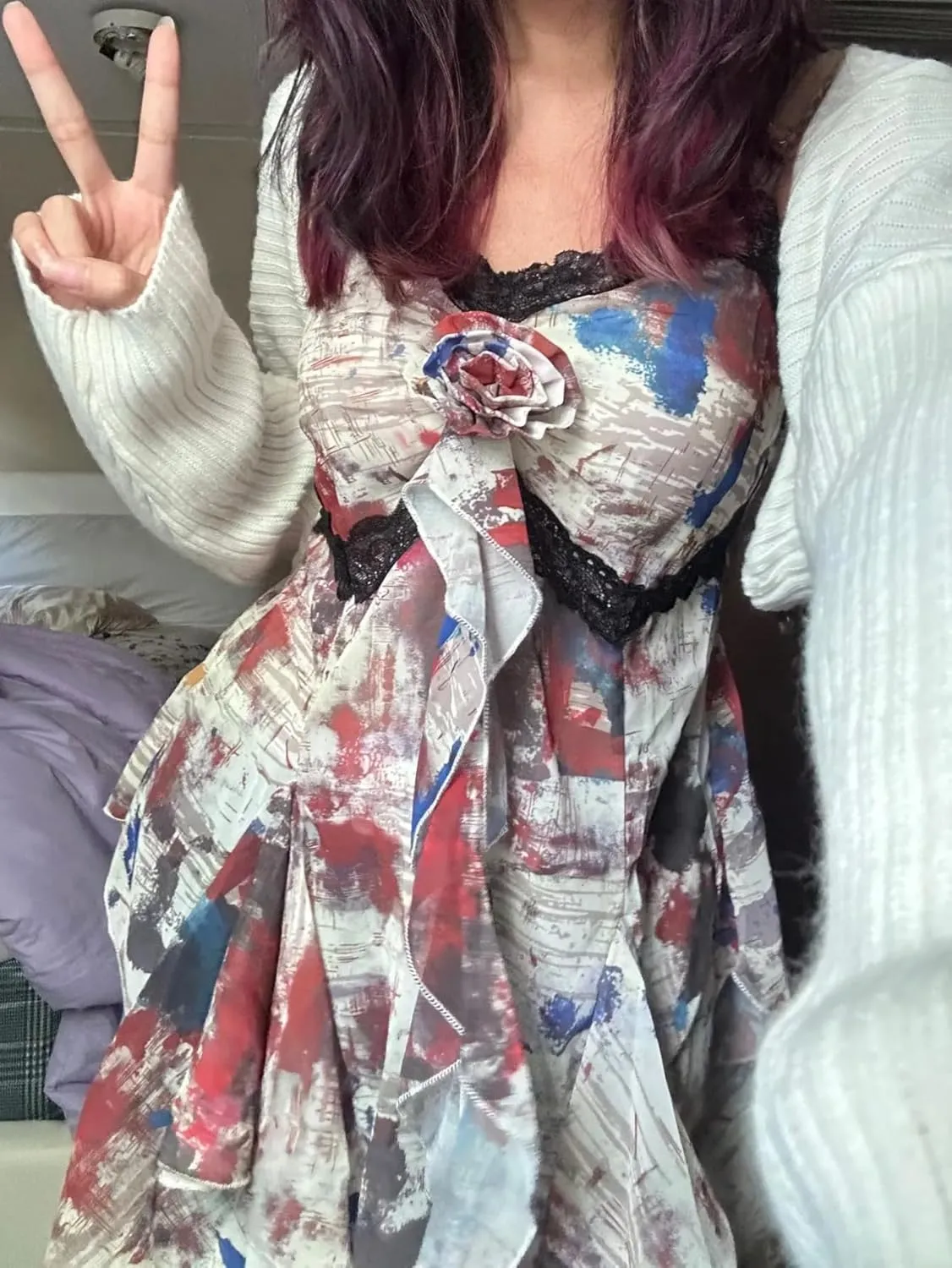 Spaghetti Strap Tank Top Flowy Tops Women Floral Mesh Top Coquette Camisole Tops Y2k Fairy Grunge Clothes 2000s