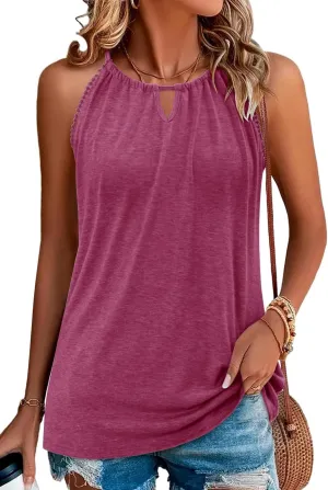 StunShow Tank Top for Women Halter Top Shirt Tie Back Sleeveless Tops Summer Shirts High Neck Basic Casual