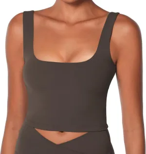 Sunzel Women's Double Lined Tank Top, Sleeveless Square Neck Crop Top, Yoga & Fitness Fitted Workout Casual Activewear Shirt