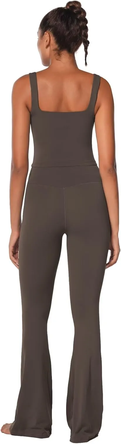 Sunzel Women's Double Lined Tank Top, Sleeveless Square Neck Crop Top, Yoga & Fitness Fitted Workout Casual Activewear Shirt