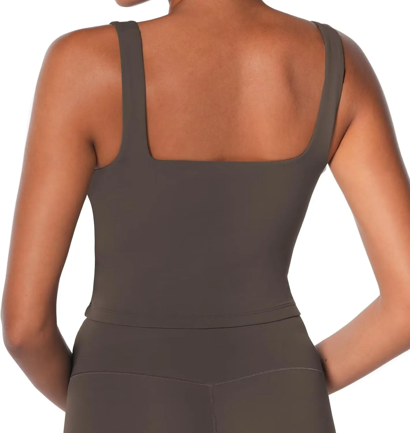 Sunzel Women's Double Lined Tank Top, Sleeveless Square Neck Crop Top, Yoga & Fitness Fitted Workout Casual Activewear Shirt