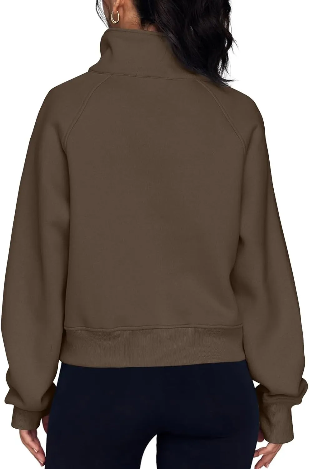 Sweatshirt for Women Half Zip Cropped Pullover Fleece Quarter Zipper Hoodies Fall Outfits Clothes Thumb Hole
