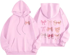 Sweatshirts For Women Long Sleeve Letter Print Casual Graphic Drawstring Pullover Cute Oversize Hoodie
