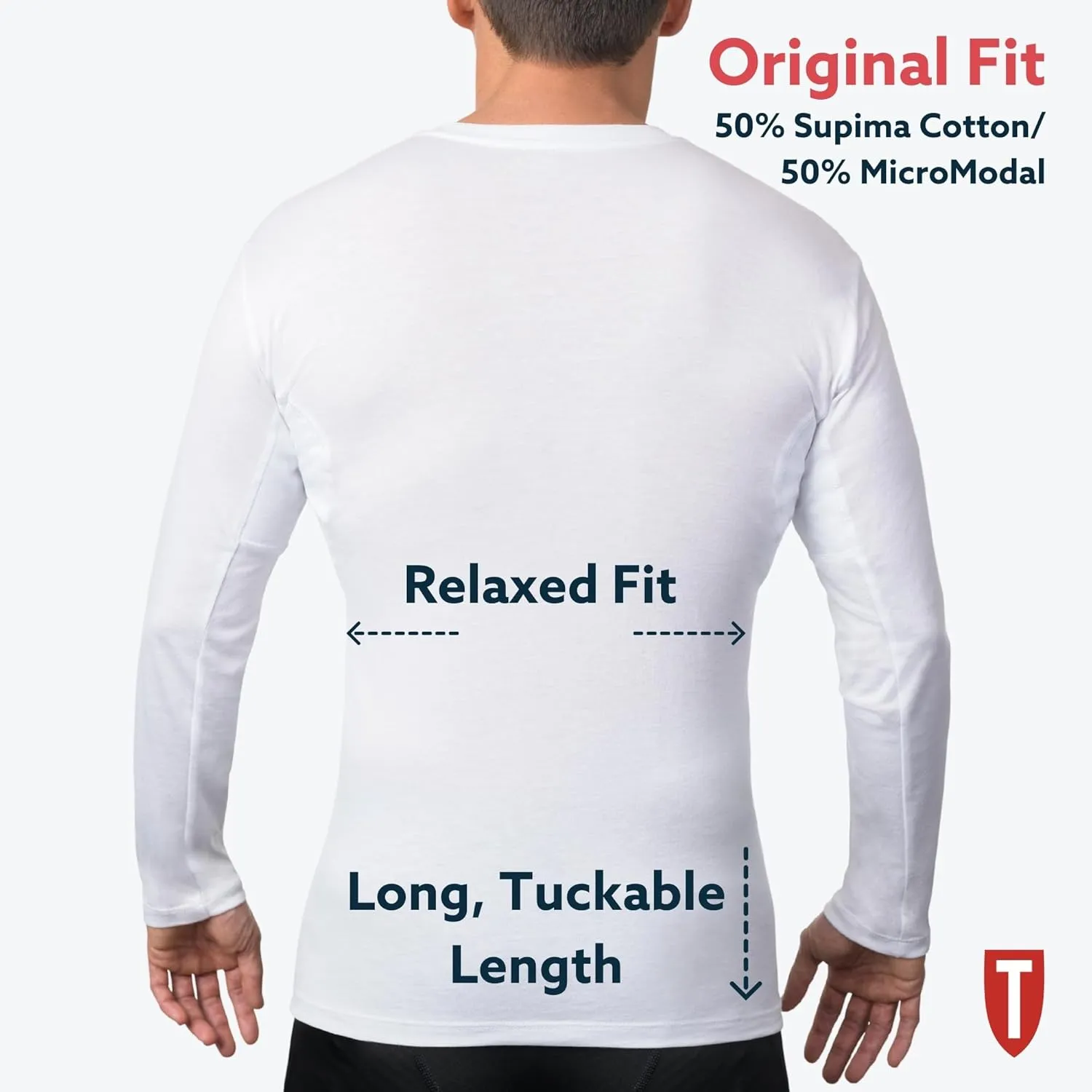 T THOMPSON TEE Men's Sweatproof Long Sleeve Undershirt | Cotton/Micromodal V Neck