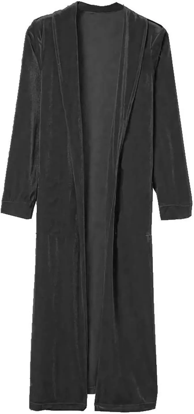 TANGNADE Velvet Cardigan Jackets for Women Long Lapel Collar Open Front Elegant Velour Blazer Cardigan Trench Coat