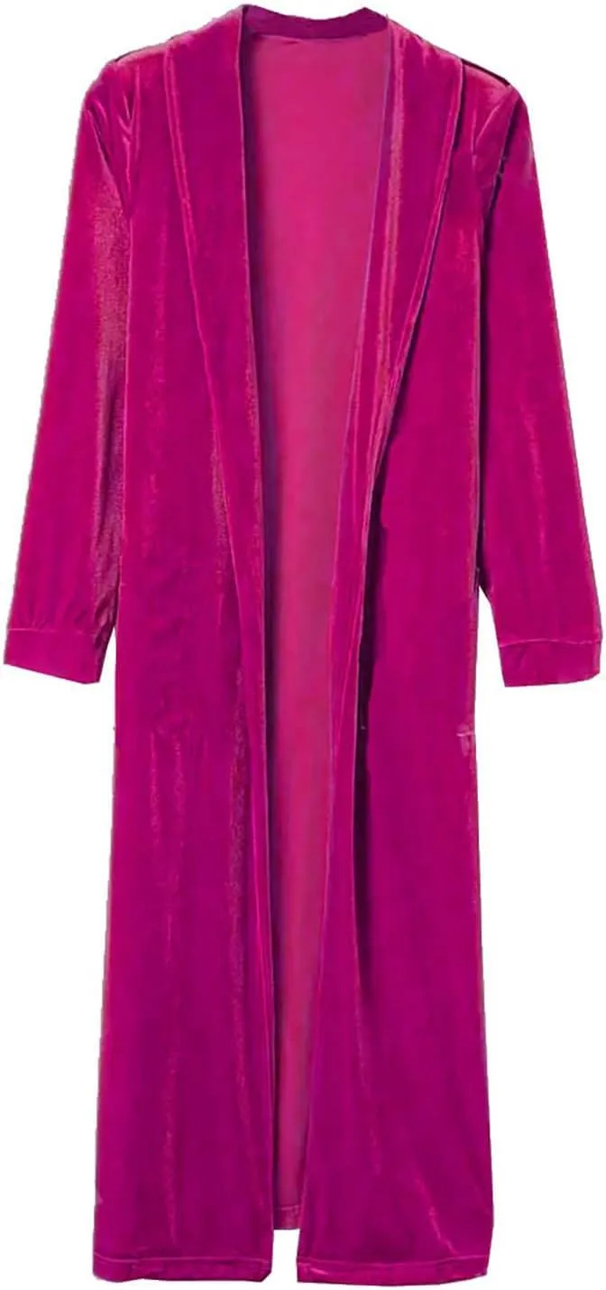 TANGNADE Velvet Cardigan Jackets for Women Long Lapel Collar Open Front Elegant Velour Blazer Cardigan Trench Coat
