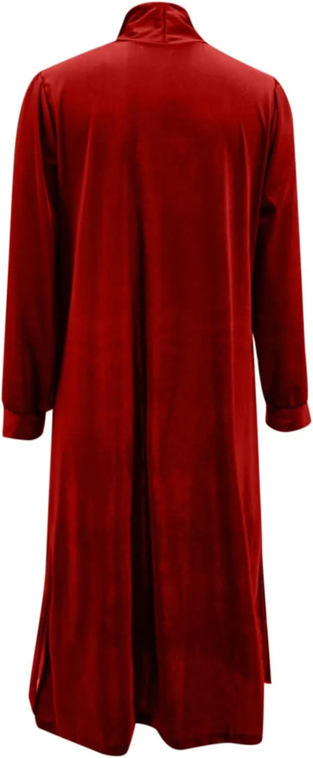 TANGNADE Women Long Velvet Cardigan Jacket Lapel Collar Open Front Vintage Velour Blazers for Party Wedding Outfits