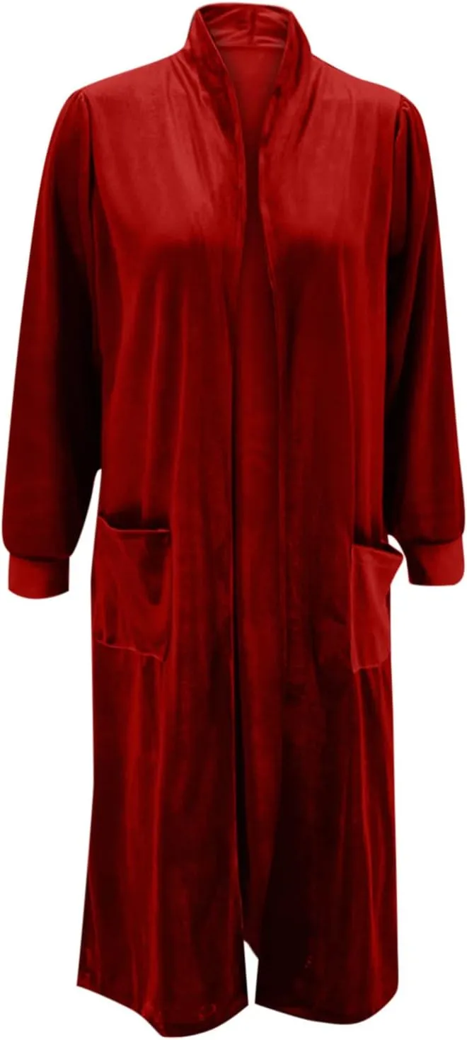 TANGNADE Women Long Velvet Cardigan Jacket Lapel Collar Open Front Vintage Velour Blazers for Party Wedding Outfits