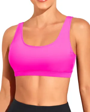 Tempt Me Women Sports Bra Bikini Top Push Up Scoop Neck Bathing Suits Top for Teen Girls