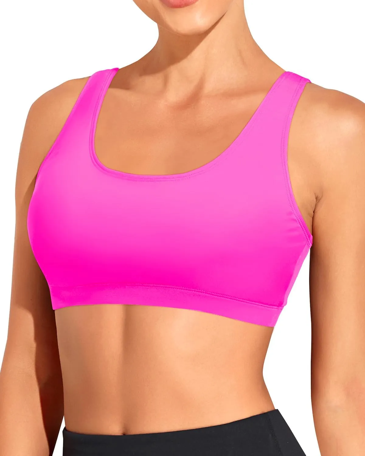 Tempt Me Women Sports Bra Bikini Top Push Up Scoop Neck Bathing Suits Top for Teen Girls