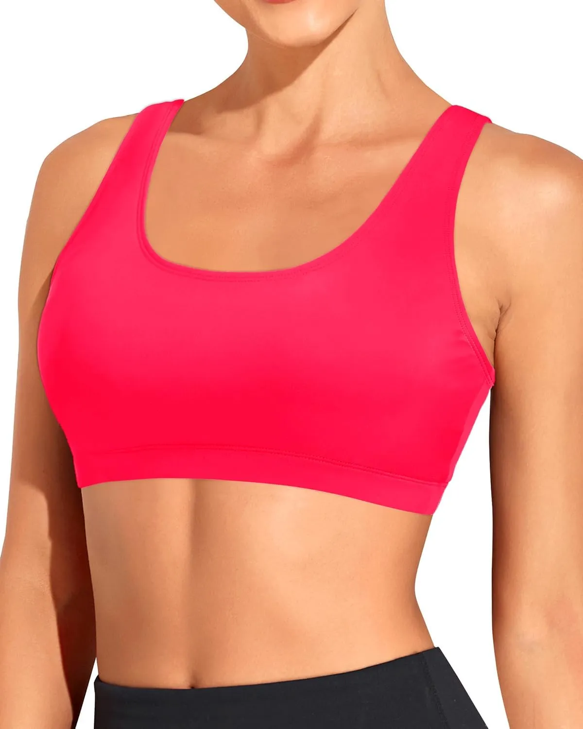 Tempt Me Women Sports Bra Bikini Top Push Up Scoop Neck Bathing Suits Top for Teen Girls