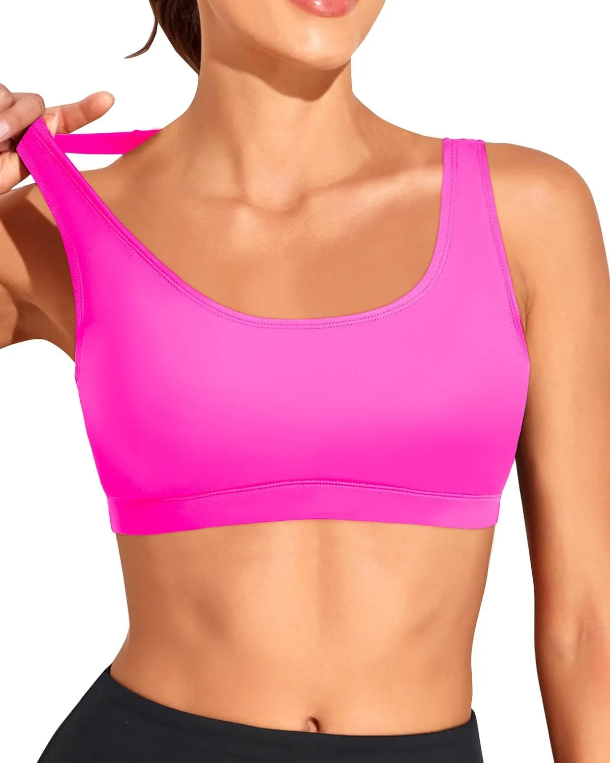 Tempt Me Women Sports Bra Bikini Top Push Up Scoop Neck Bathing Suits Top for Teen Girls
