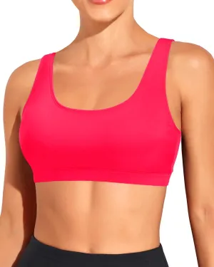 Tempt Me Women Sports Bra Bikini Top Push Up Scoop Neck Bathing Suits Top for Teen Girls