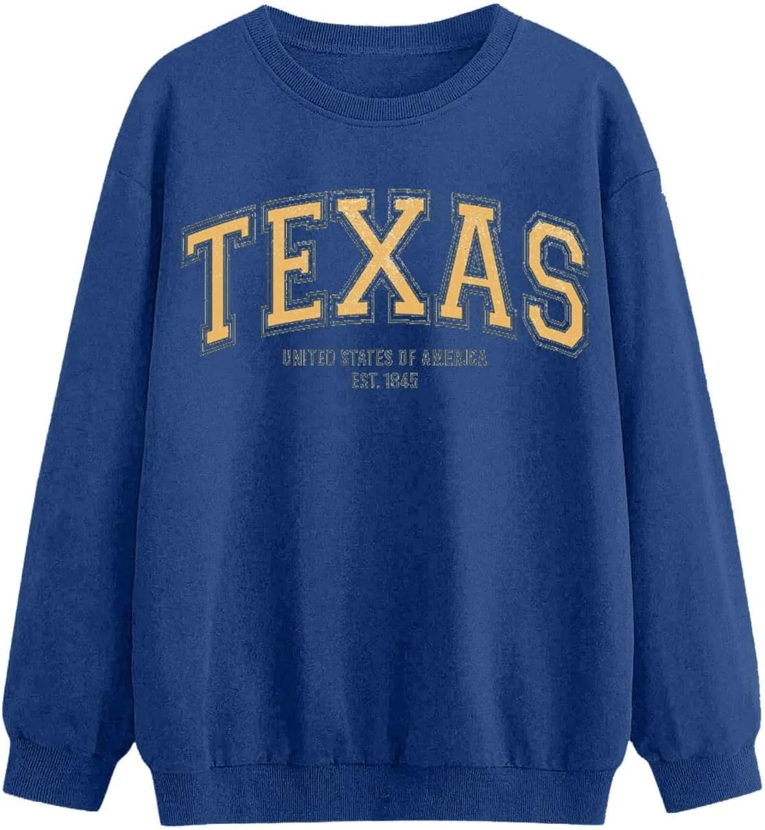 TEXAS Oversized Sweatshirt for Women Long Sleeve Crewneck Letter Graphic Print Casual Pullover Top Y2k Fall Winter Clothes