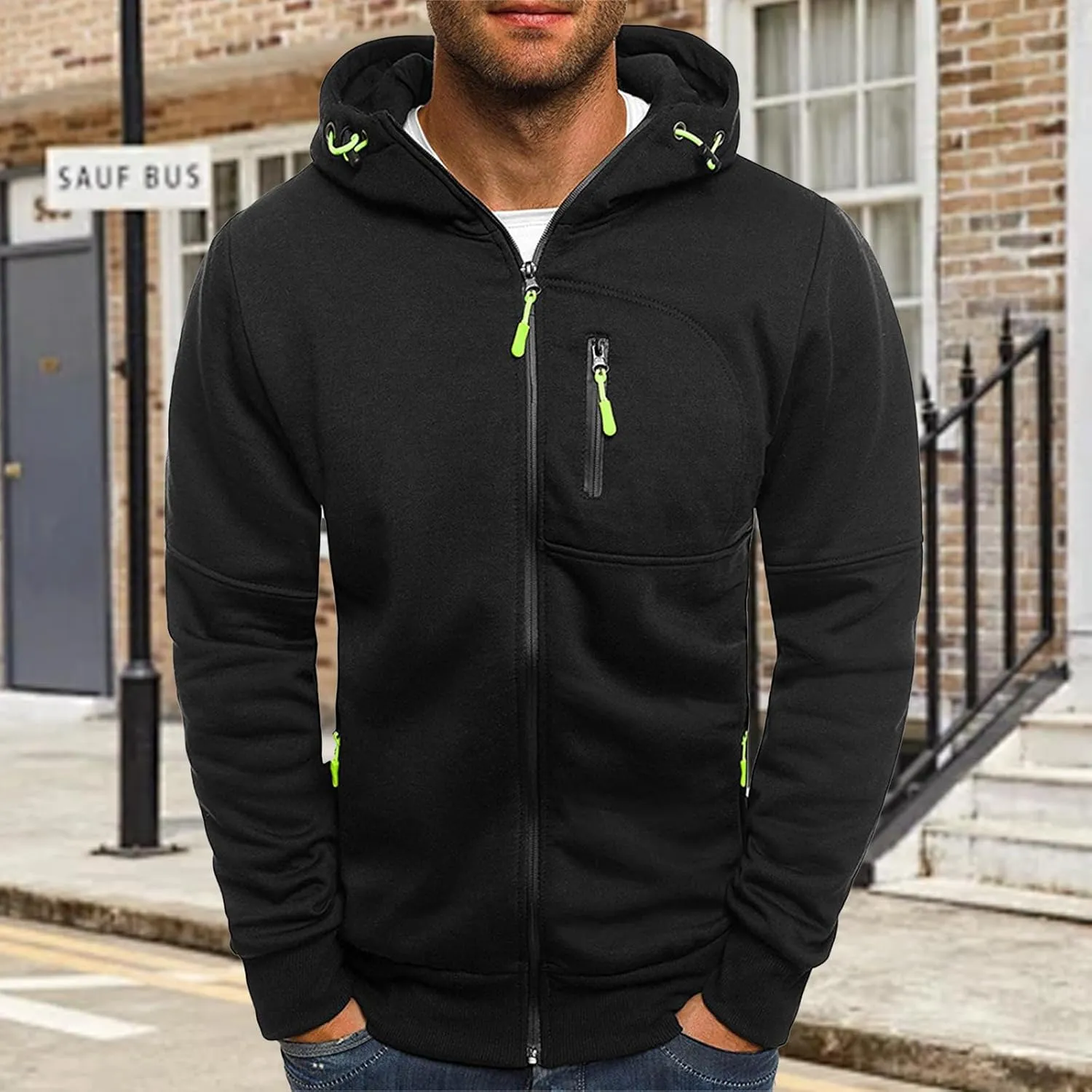 Thatrich Mens Oversized Hoodies Full Zip Hood Sweatshirt Lightweight Fleece Lined Jacket Casual Workout Sweatshirts Outerwear