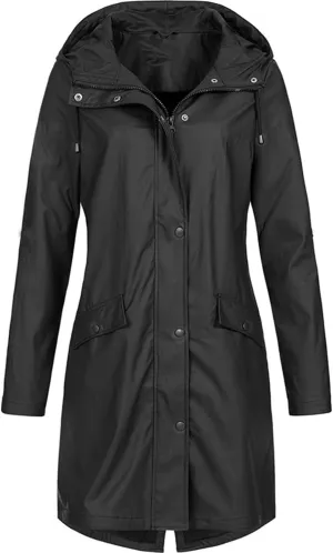 TIMIFIS Raincoats for Women with Hood Waterproof Lightweight Long Trench Coats Casual Rain Jackets Windbreaker with Pocket