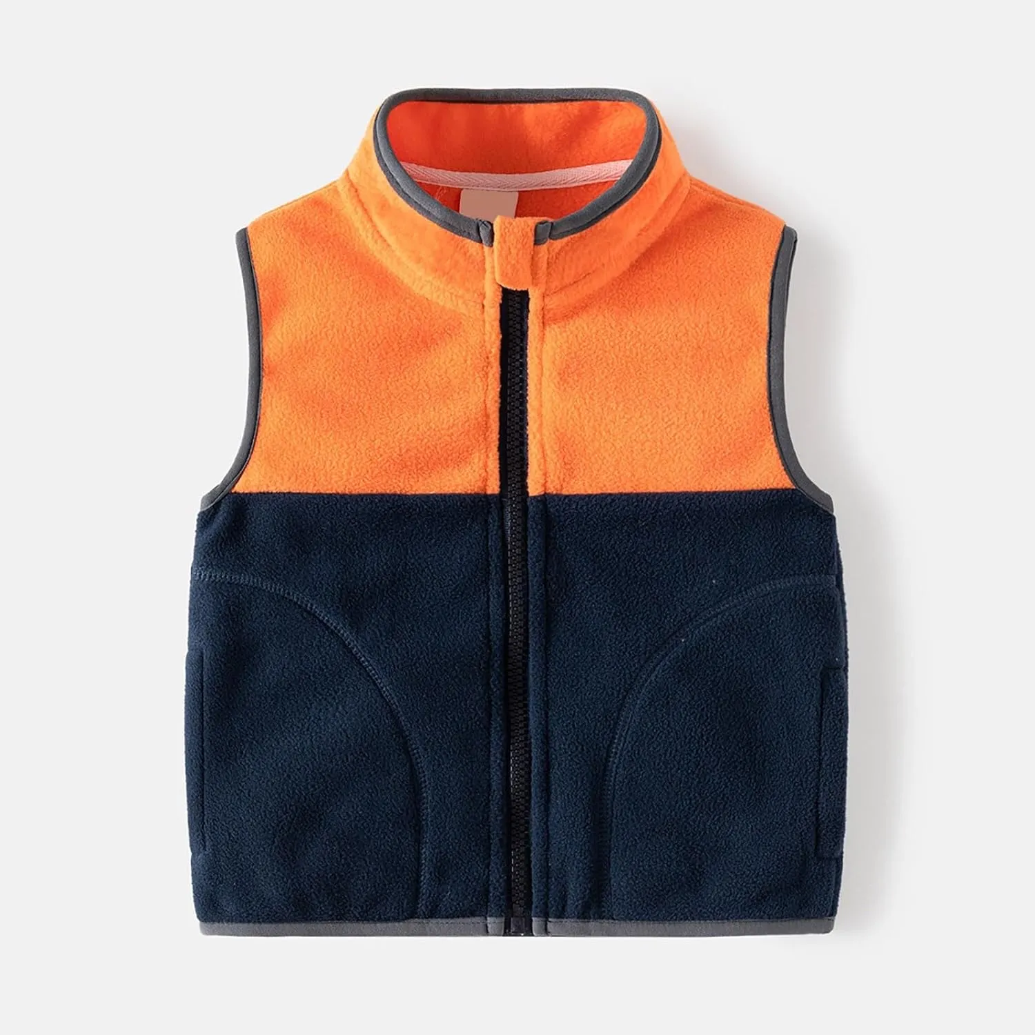 Toddler Baby Boy Girl Fleece Vest Coat Sleeveless Zipper Waistcoat with Pockets Fall Winter Warm Outerwear