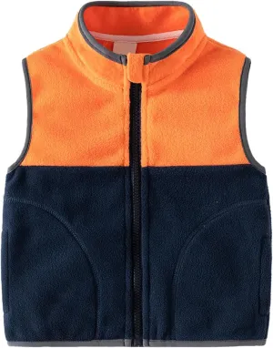 Toddler Baby Boy Girl Fleece Vest Coat Sleeveless Zipper Waistcoat with Pockets Fall Winter Warm Outerwear