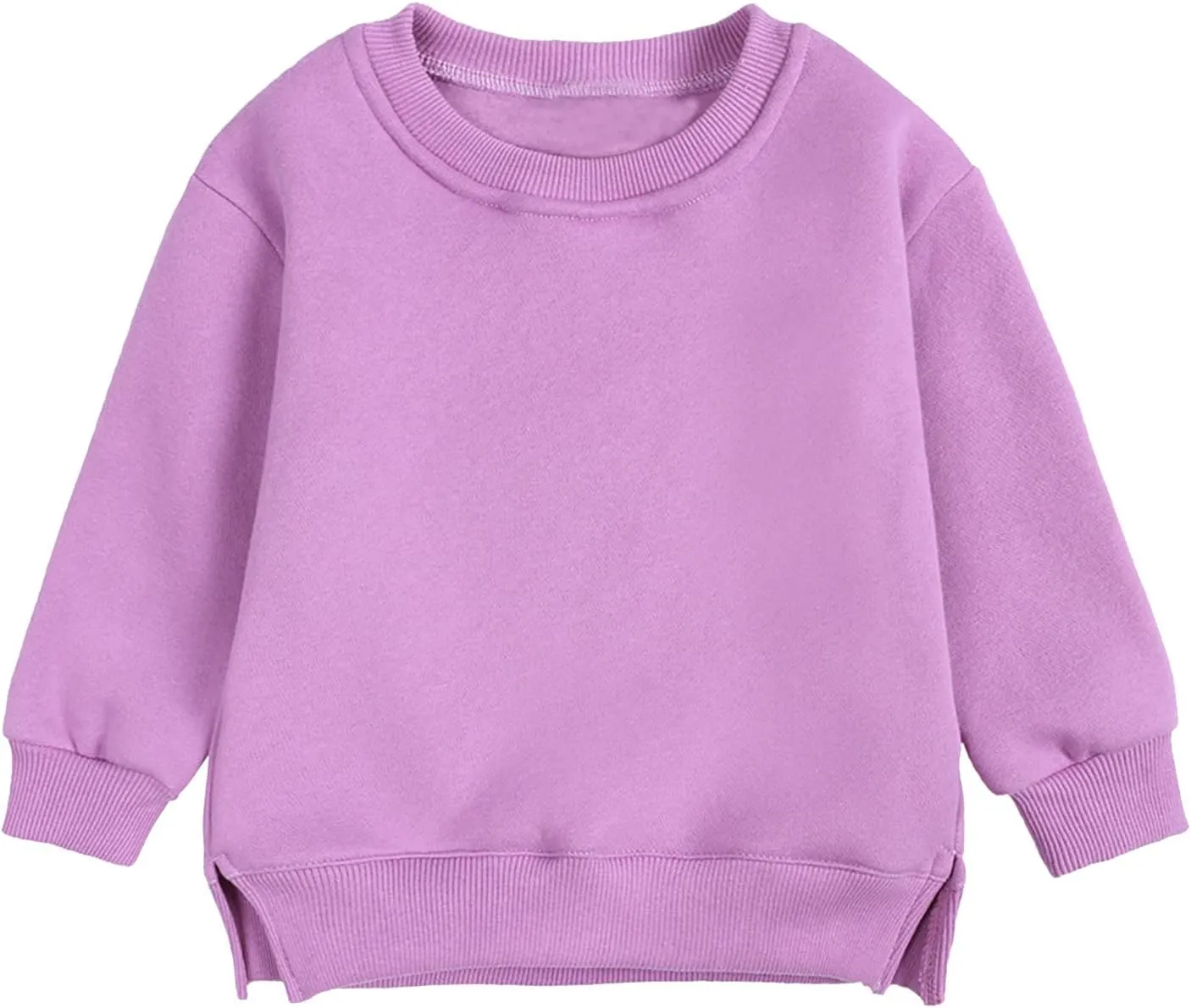 Toddler Boys Girls Fleece Lined Crewneck Sweatshirt Kids Sport Solid Basic Cotton Pullover Tops Long Sleeve Shirt