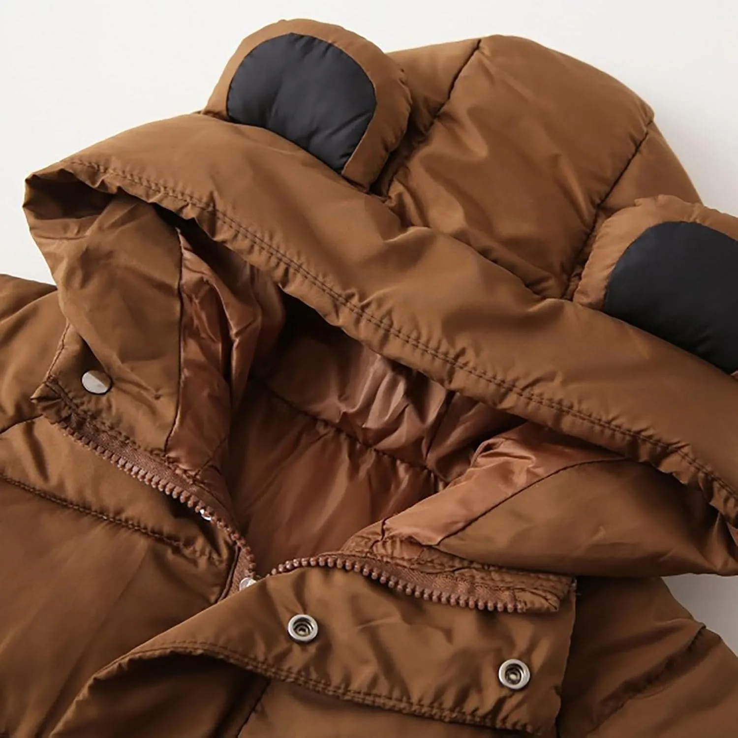 Toddler Girls Boys Winter Solid Color Hooded Thickened Coat Warm Zipper Padded Cotton Jacket Outerwear with Pocket
