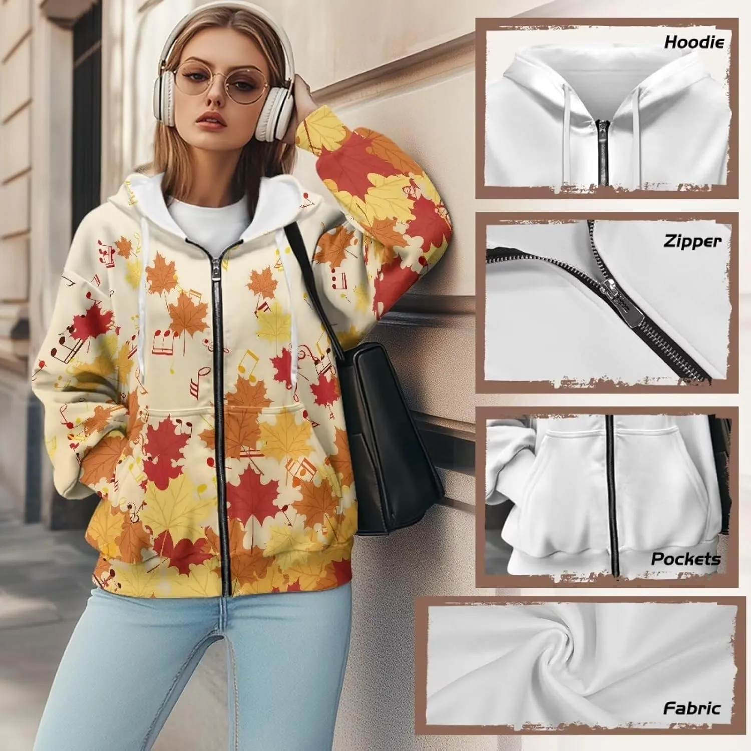 TODIYADDU Zip Up Hoodie for Women Fashion Sweatshirts with Pockets Oversized Jacket Drawstring Hoodies Y2k Winter Outfits