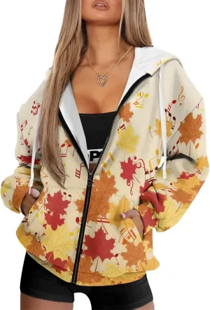 TODIYADDU Zip Up Hoodie for Women Fashion Sweatshirts with Pockets Oversized Jacket Drawstring Hoodies Y2k Winter Outfits