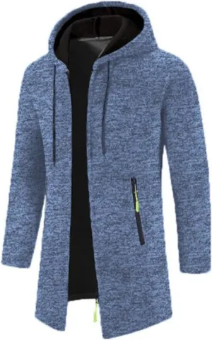 Trench Coat for Men Wool Blend Full Zip Hooded Long Cardiagn Jacket Winter Classic Business Overcoat with Pockets