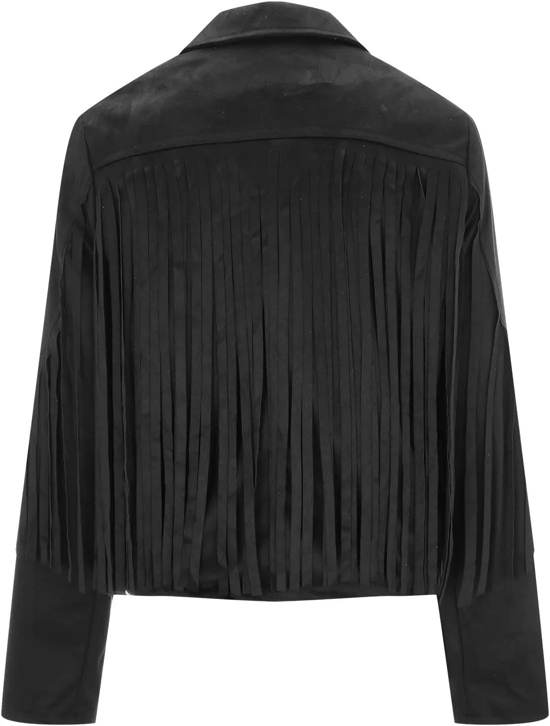 Trendy Fringe Coat for Women Faux Suede Leather Jackets Cowboy Style Coats Long Sleeve Tassels Cardigan Coat