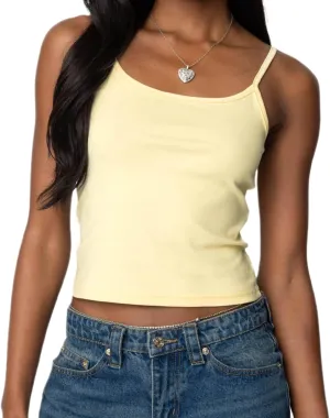 UAURORAO Women Sexy Scoop Neck Tank Top Adjustable Spaghetti Strap Camisole Shirts Slim Fitted Crop Top Basic Undershirt