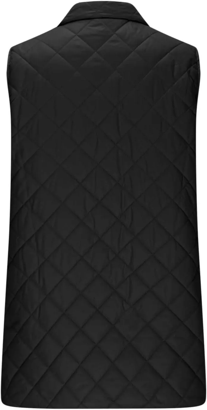 Uillui Long Winter Vest for Women 2024 Trendy Outwear Lightweight Quilted Puffer Down Vest Women Warm Padded Gilet Jackets