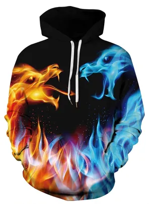 Unisex Men Women's 3d Print Long Sleeve Fire Dragon Sweatshirt Novelty Hip Hop Pullover Hoodie