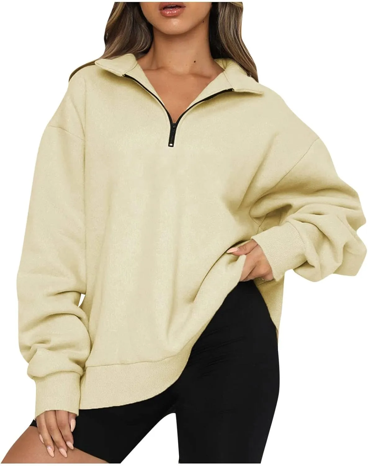 UOQAPRE Oversized Sweatshirt for Women Long Sleeve Womens Sweaters Half Zip Pullover Women Clothes for Girls Christmas