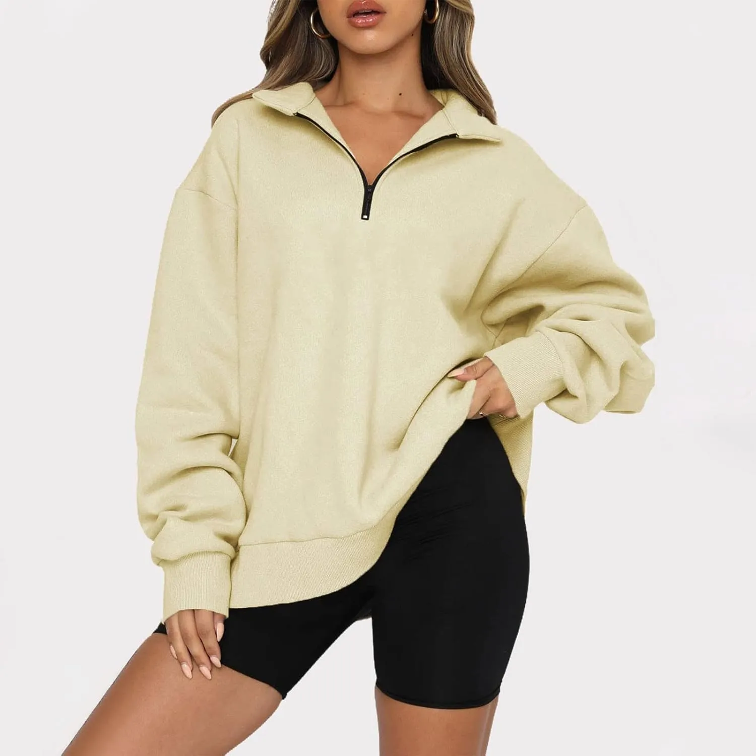 UOQAPRE Oversized Sweatshirt for Women Long Sleeve Womens Sweaters Half Zip Pullover Women Clothes for Girls Christmas