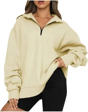 UOQAPRE Oversized Sweatshirt for Women Long Sleeve Womens Sweaters Half Zip Pullover Women Clothes for Girls Christmas