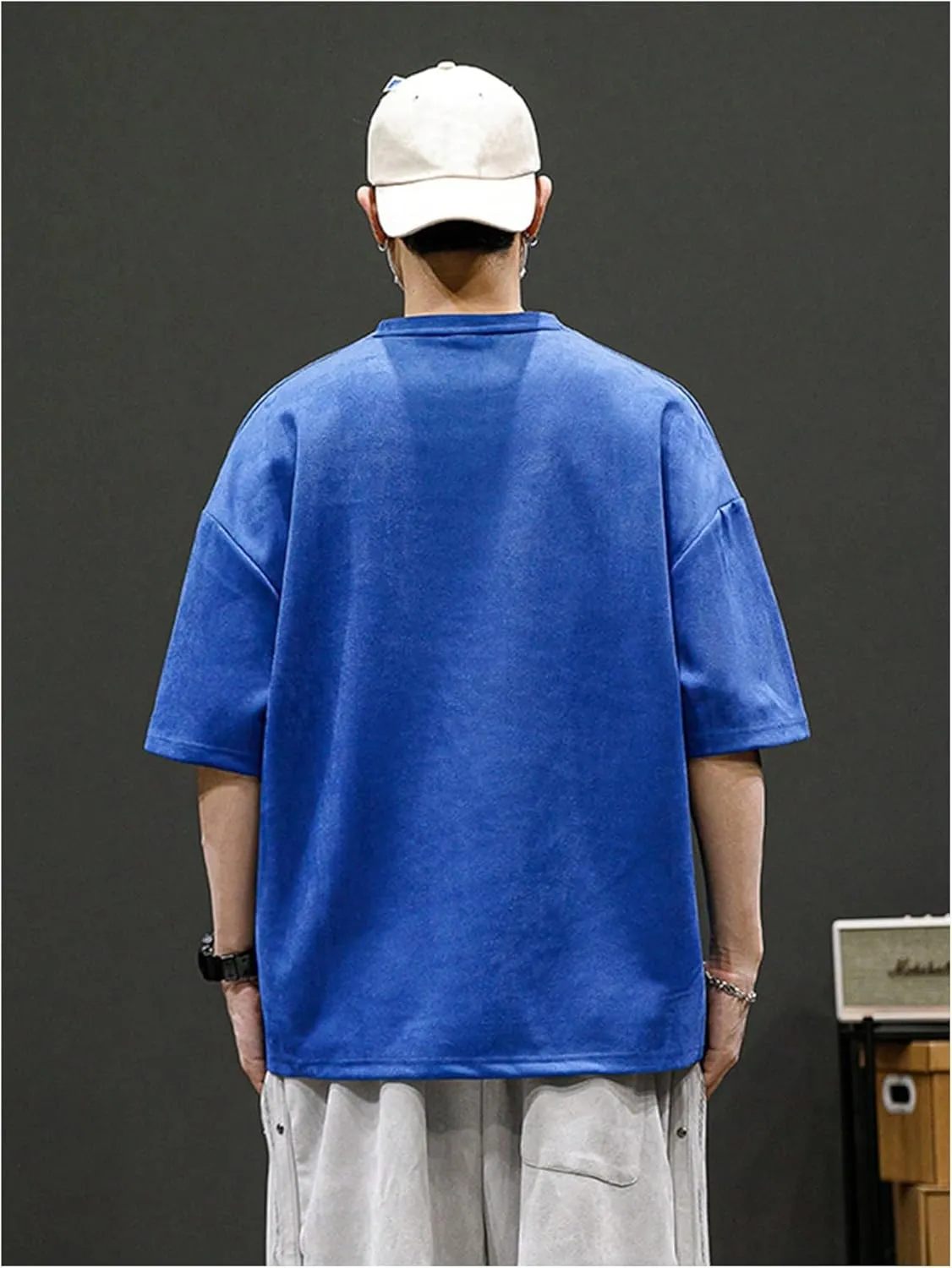 Verdusa Men's Letter Embossed Drop Shoulder T Shirt Half Sleeve Oversized Tee Top