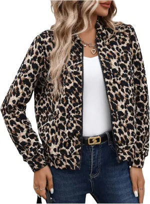 Verdusa Women's Zip Up Textured Bomber Jacket Casual Long Sleeve Outerwear