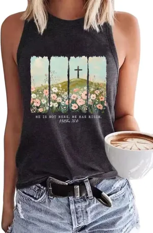 VKEGNIO Christian Tank Top for Women Vintage Bible Verse Boho Floral Graphic Sleeveless Shirt Christian Gifts Shirts Vest