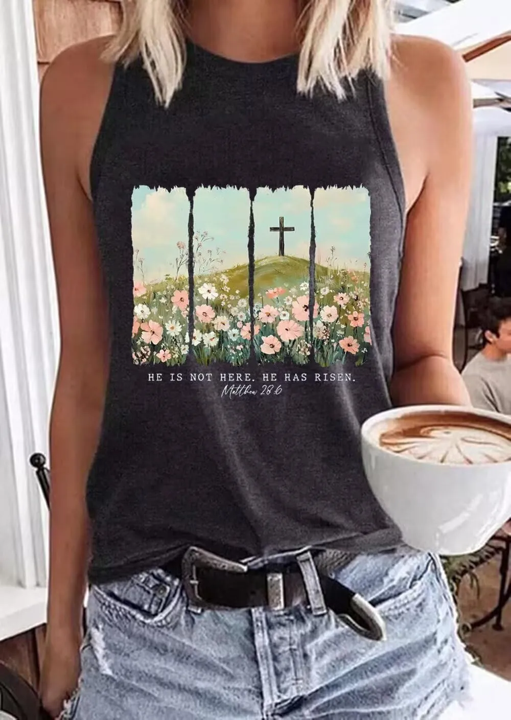 VKEGNIO Christian Tank Top for Women Vintage Bible Verse Boho Floral Graphic Sleeveless Shirt Christian Gifts Shirts Vest