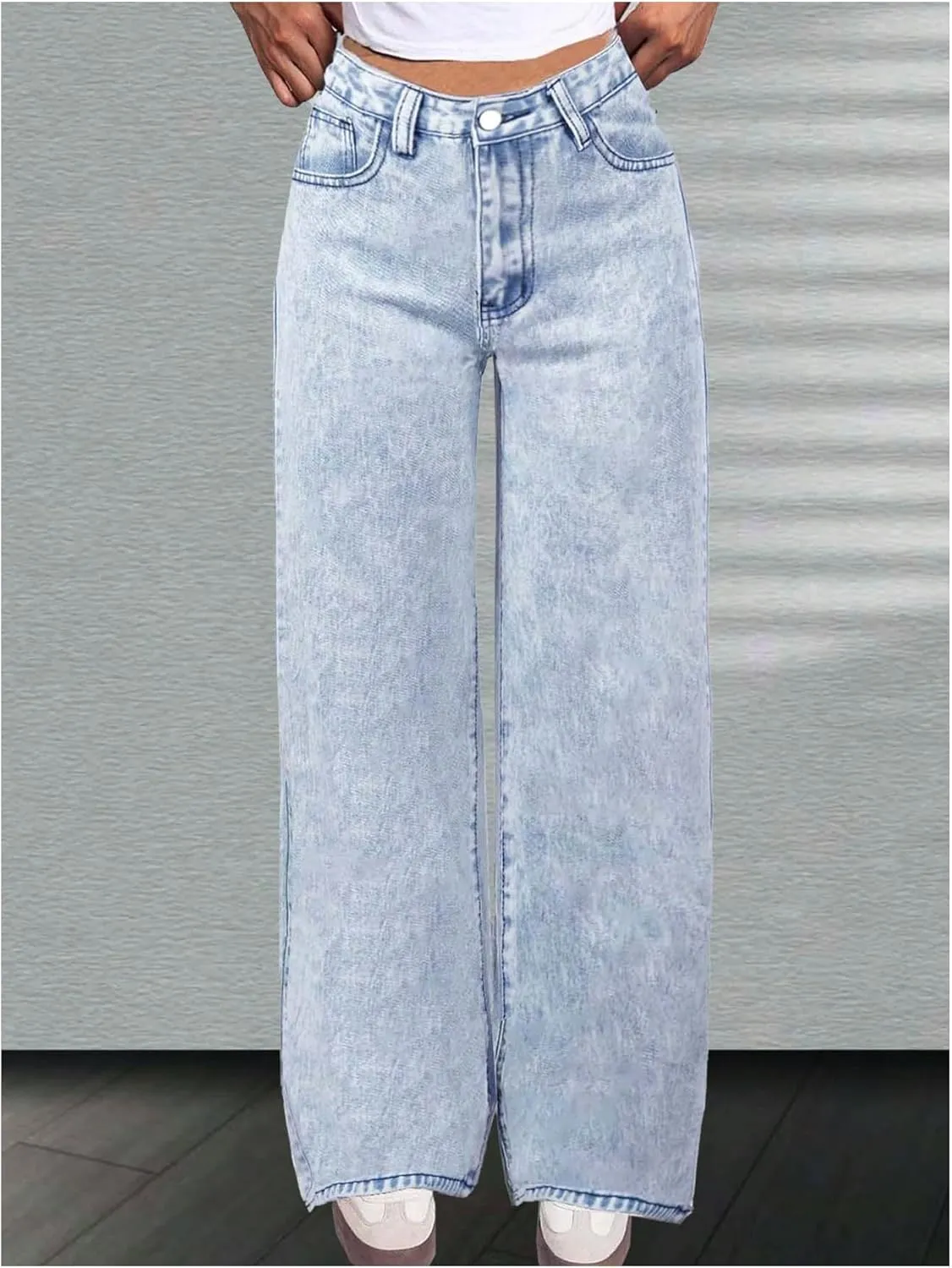 WDIRARA Girl's Bowknot Embroidery Wide Leg Jeans Y2k Baggy Denim Pants