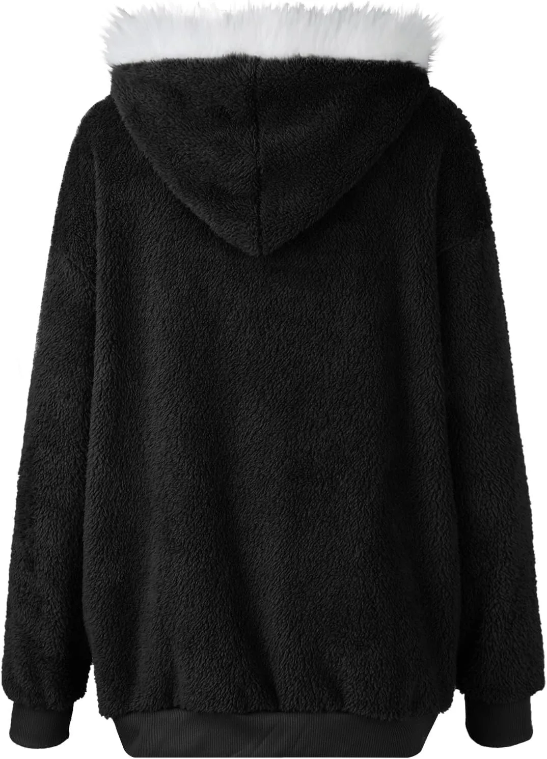 Winter Coats for Women 2024 Long Sleeve Faux Fur Fleece Jacket Zipper Plus Size Hooded Fuzzy Outerwear With Pockets