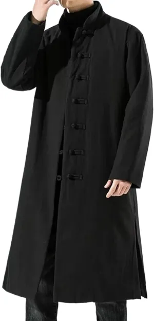 Winter Men Chinese Style Long Parkas Men Thick Warm Coat Male Vintage Long Robes Cotton-Padded Jacket Windbreaker