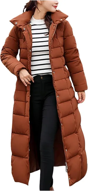 Winter Warm Coats for Women Thick Cotton Down Jacket Solid Color Hooded Padded Outerwear with Detachable Fur Collar