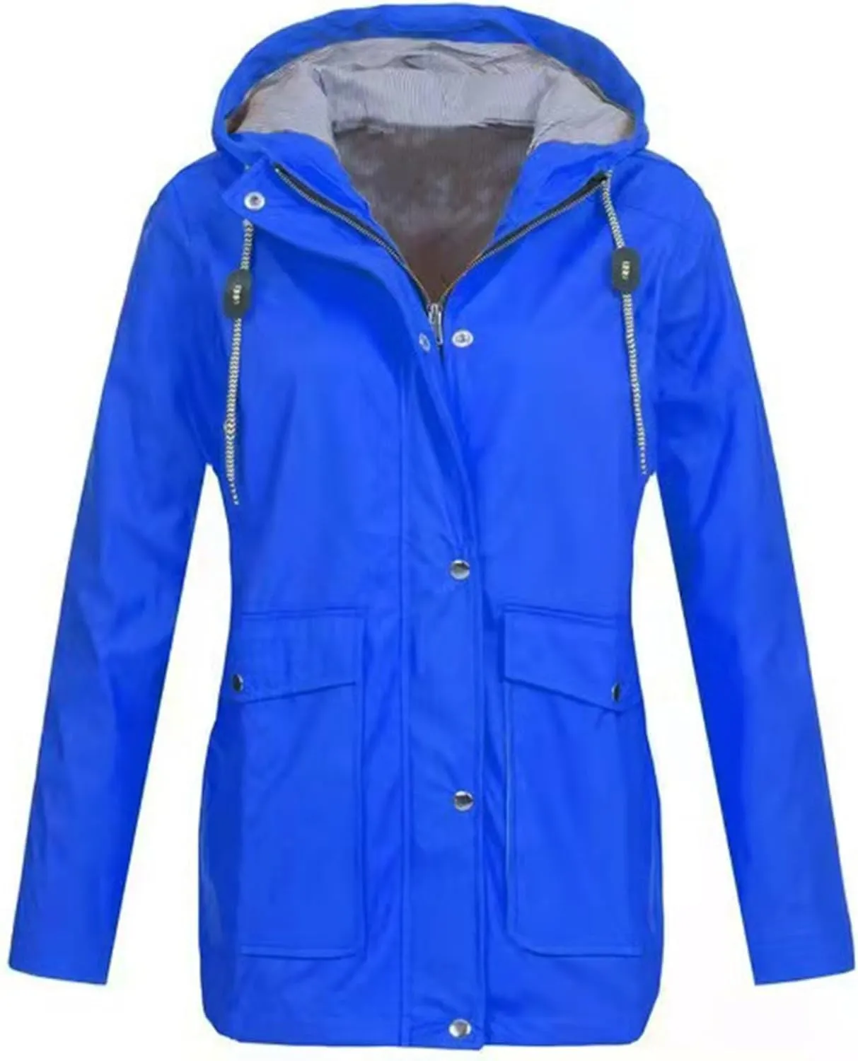 Wkishenl Waterproof Rain Coat Women Fall Winter Fleece Lined Outdoor Trench Coats Plus Size Windbreaker Rain Jacket