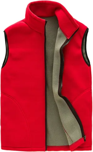 Wkishenl Women's Fleece Vest Solid Stand Collar Sleeveless Jacket Coat Fall Fuzzy Sherpa Lightweight Vest Zipper Waistcoat